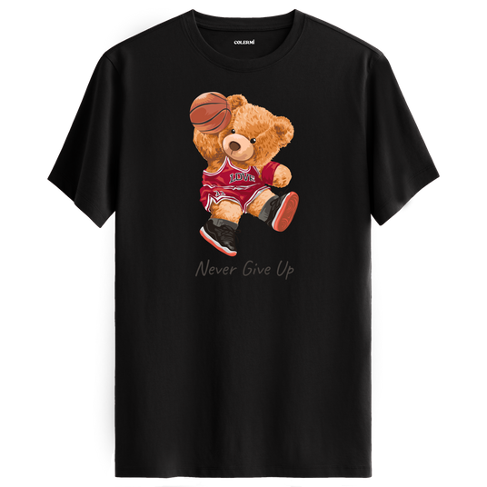 Basketball Bear "Never Give Up" T-Shirt - Inspiring Design, Sports Enthusiast
