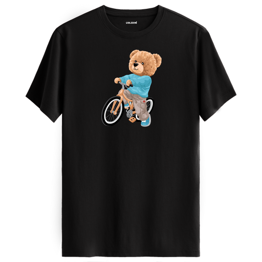 Pedaling Bear Graphic T-Shirt - Energetic Design, Adventure Awaits
