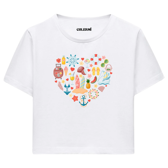 Crop T-Shirt - Yaz Tatili Kalbi