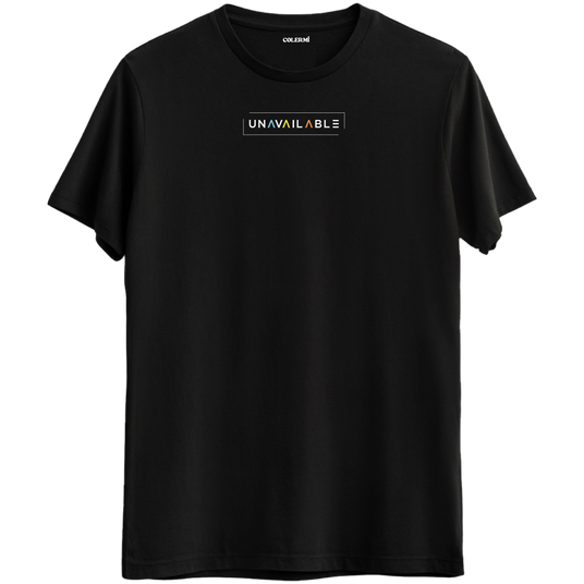 Özgün ve cool bir mesaj veren "Unavailable" baskılı siyah Bisiklet Yaka T-Shirt.
