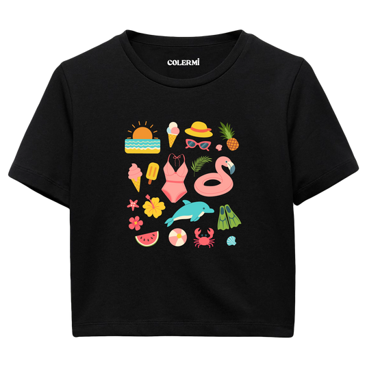 Crop T-Shirt - Yaz İkonları