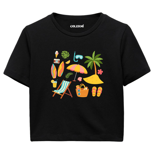 Crop T-Shirt - Tropik Plaj