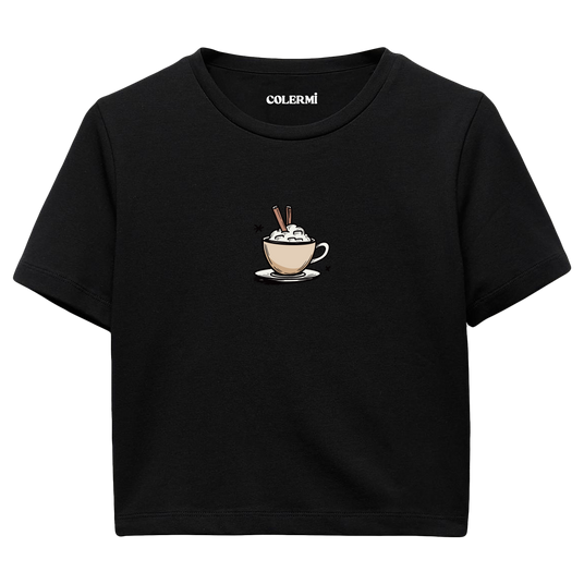 Colermi Kadın Crop Top Tişört - Kahve İllüstrasyonu