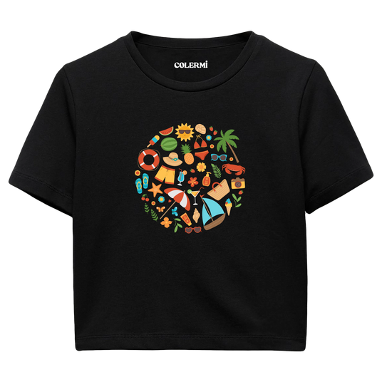 Crop T-Shirt - Neşeli Yaz Tatili