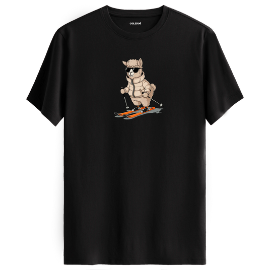 Skiing Alpaca Crew Neck T-Shirt