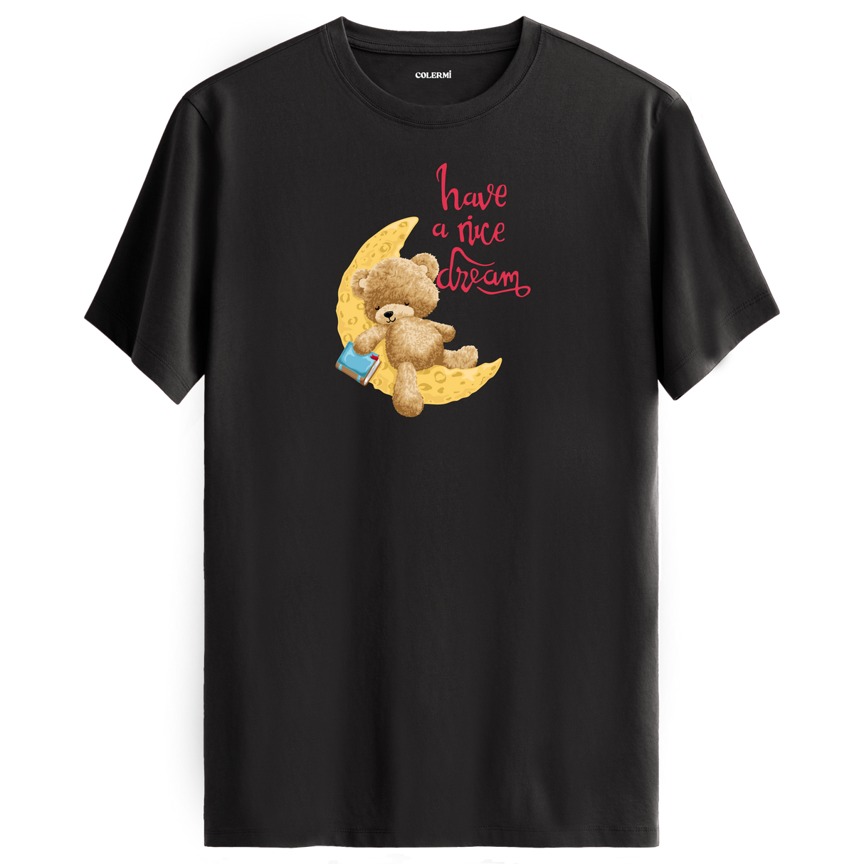 Moonlit Dream Bear Graphic T-Shirt - Peaceful Design, Dreamy Atmosphere