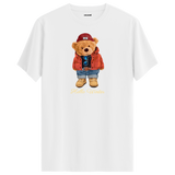 Hello Winter Bear T-Shirt – Cozy Winter Style with Cute Bear in Red Coat