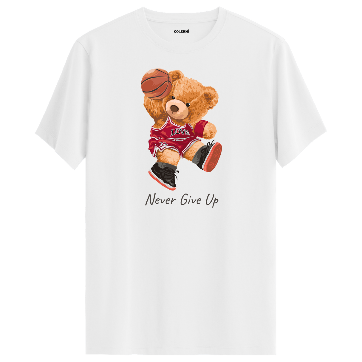 Basketball Bear "Never Give Up" T-Shirt - Inspiring Design, Sports Enthusiast