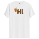 Cute Bear "Hi" Graphic Tee - Warm Greeting, Adorable Design
