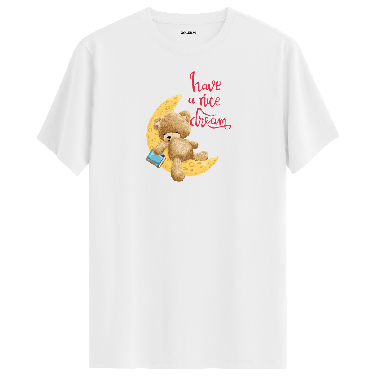Moonlit Dream Bear Graphic T-Shirt - Peaceful Design, Dreamy Atmosphere