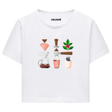 Colermi Kadın Crop Top Tişört - Kahve Yolculuğu