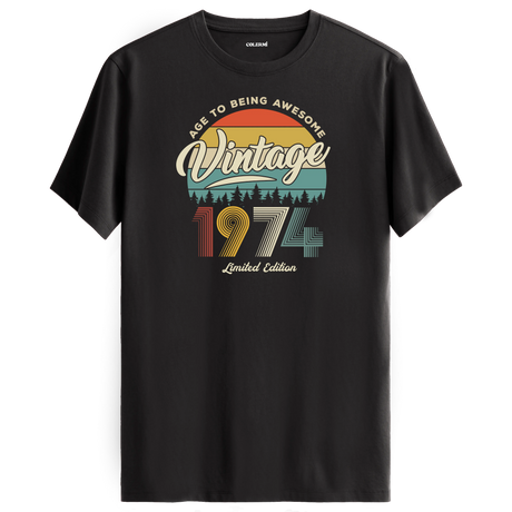 1974 Nostalgia Vintage T-Shirt - Retro Sunset & Nature Design