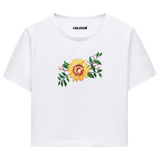 Crop T-Shirt - Ayçiçeği Tasarımı
