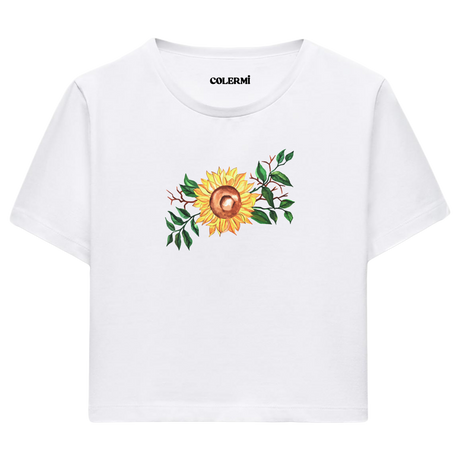 Crop T-Shirt - Ayçiçeği Tasarımı