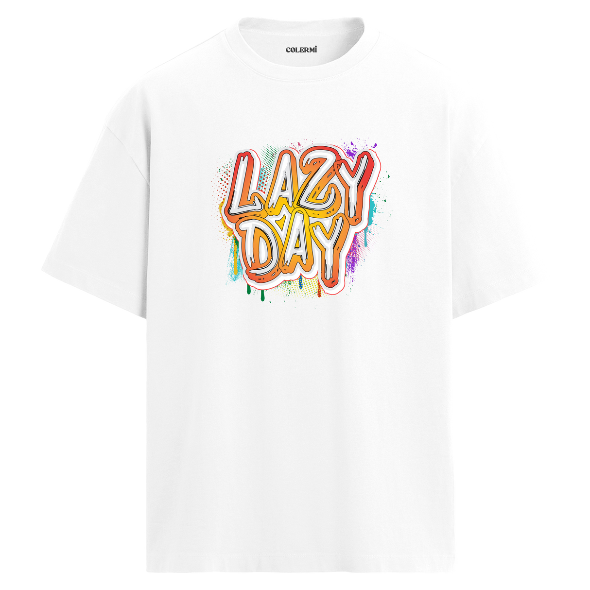 Lazy Day Oversize Unisex T-Shirt – Müzik Temalı Bisiklet Yaka