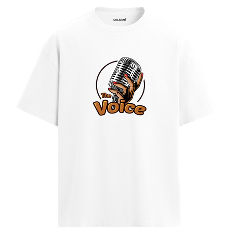 The Voice Mikrofon Tasarımlı T-Shirt – %100 Pamuk –  Bisiklet Yaka Tişört
