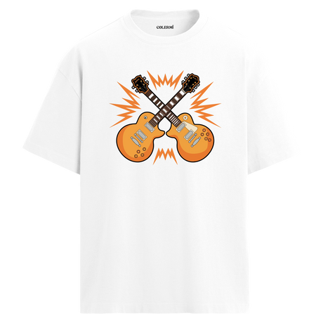 Rock Guitars Oversize Unisex T-Shirt – Bisiklet Yaka