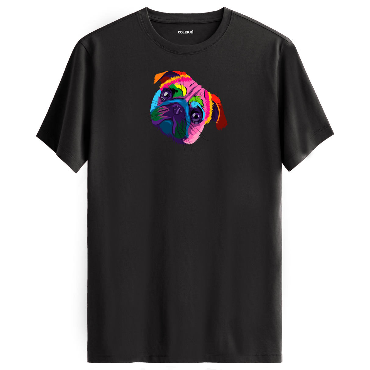 Colorful Pug Tee – Cute Dog Illustration Shirt