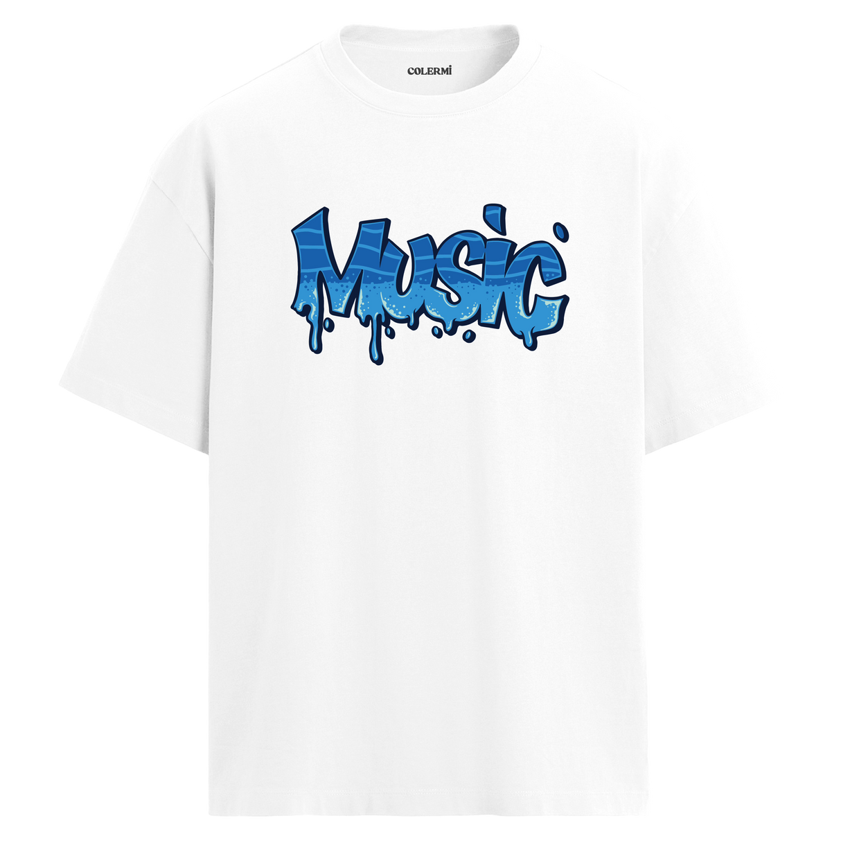 Graffiti Music Oversize Unisex T-Shirt – Bisiklet Yaka Müzik Temalı