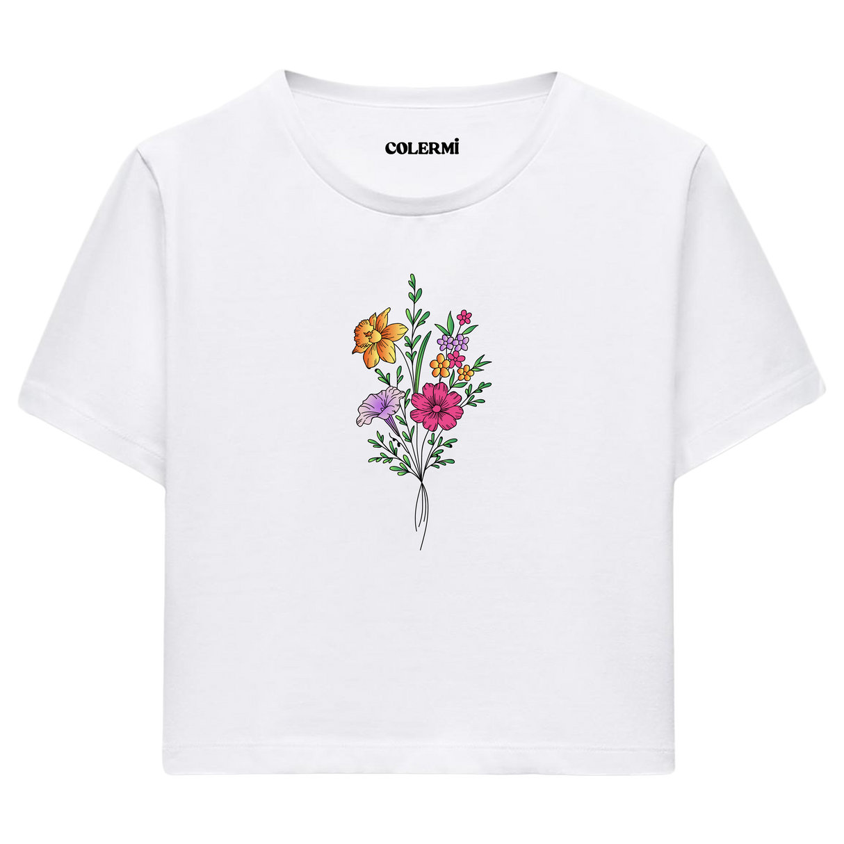 Crop T-Shirt - Çiçek Buketi Tasarımı