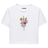 Crop T-Shirt - Çiçek Buketi Tasarımı