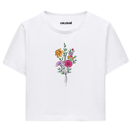 Crop T-Shirt - Çiçek Buketi Tasarımı