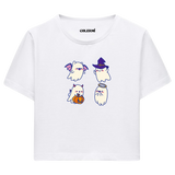 Sevimli Hayaletler Cadılar Bayramı Crop T-Shirt