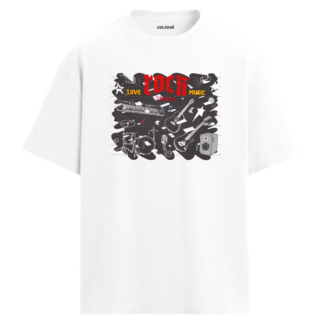 Love Rock Music Oversize Unisex T-Shirt – Bisiklet Yaka