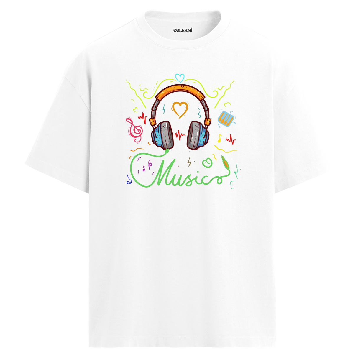 Music Dolu Enerji Tasarımı – %100 Pamuk Oversize T-Shirt