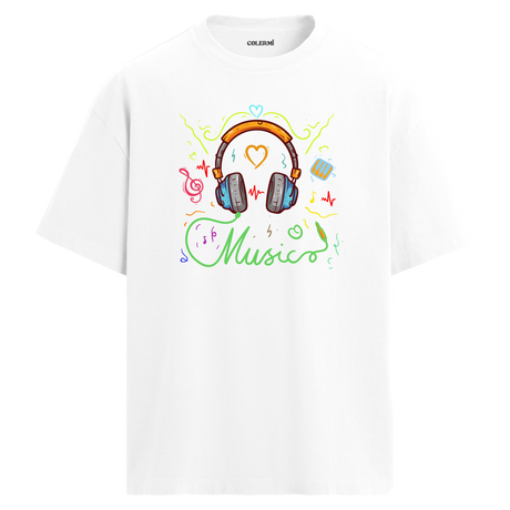 Music Dolu Enerji Tasarımı – %100 Pamuk Oversize T-Shirt