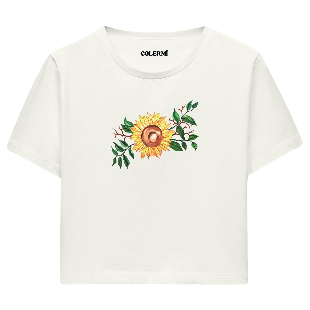 Crop T-Shirt - Ayçiçeği Tasarımı