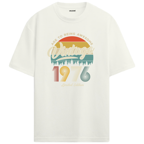 1976 Nostalgia Oversized T-Shirt - Retro Sunset & Nature Design