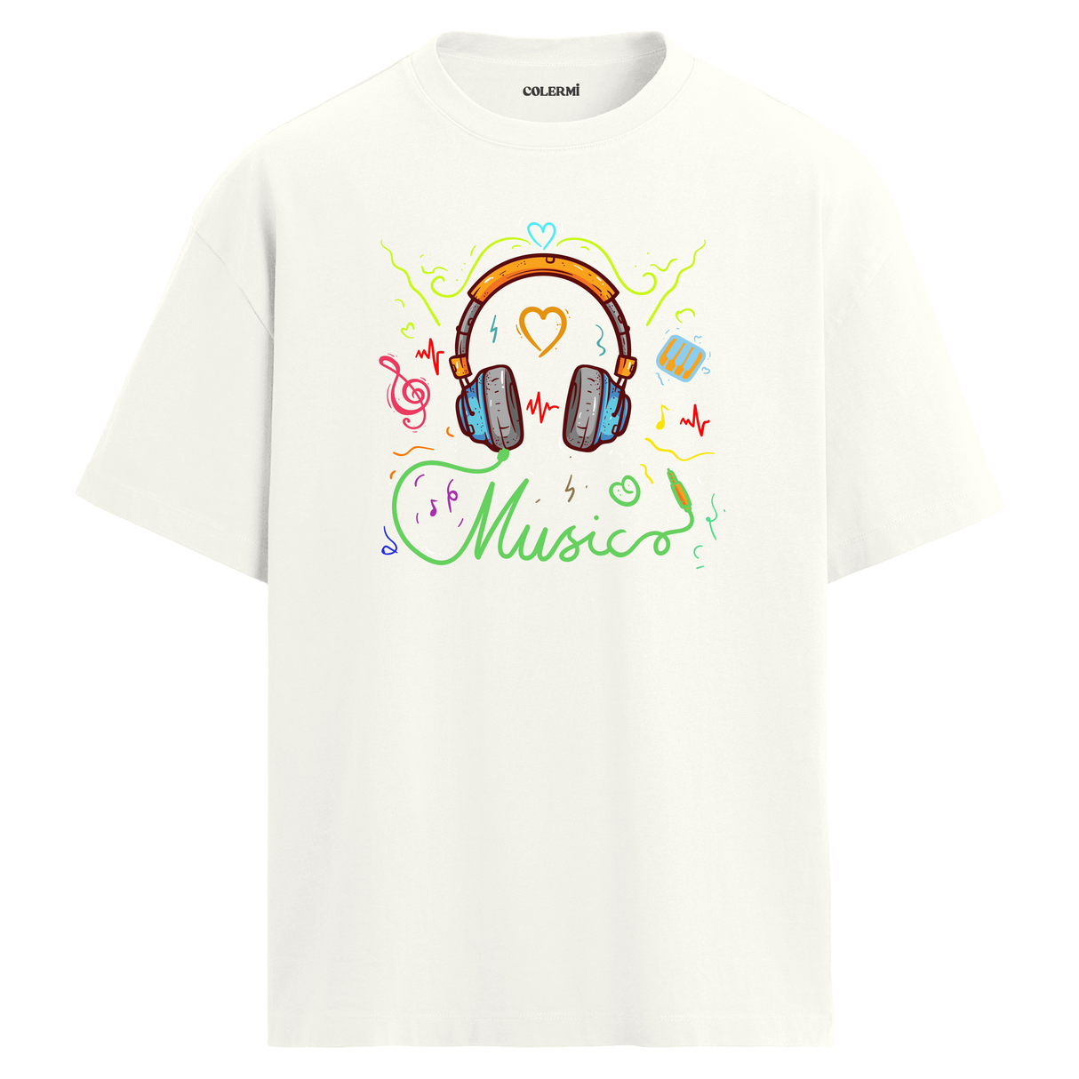 Music Dolu Enerji Tasarımı – %100 Pamuk Oversize T-Shirt