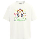 Music Dolu Enerji Tasarımı – %100 Pamuk Oversize T-Shirt