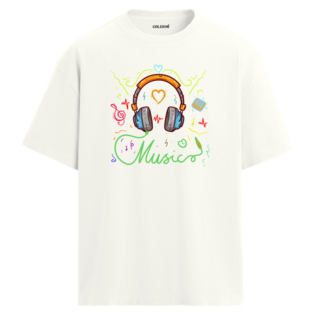 Music Dolu Enerji Tasarımı – %100 Pamuk Oversize T-Shirt