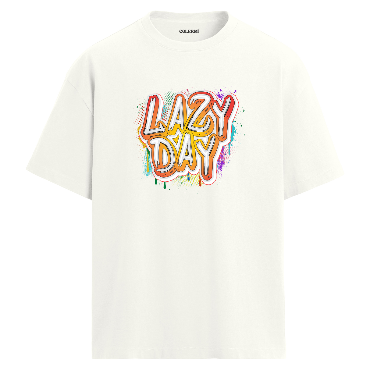 Lazy Day Oversize Unisex T-Shirt – Müzik Temalı Bisiklet Yaka