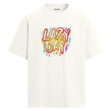 Lazy Day Oversize Unisex T-Shirt – Müzik Temalı Bisiklet Yaka