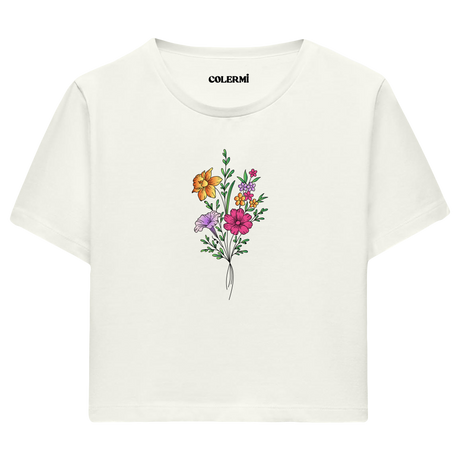 Crop T-Shirt - Çiçek Buketi Tasarımı