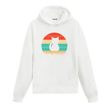Retro Silhouette Cat Graphic Hoodie – Sunset Hues, Minimalist Elegance