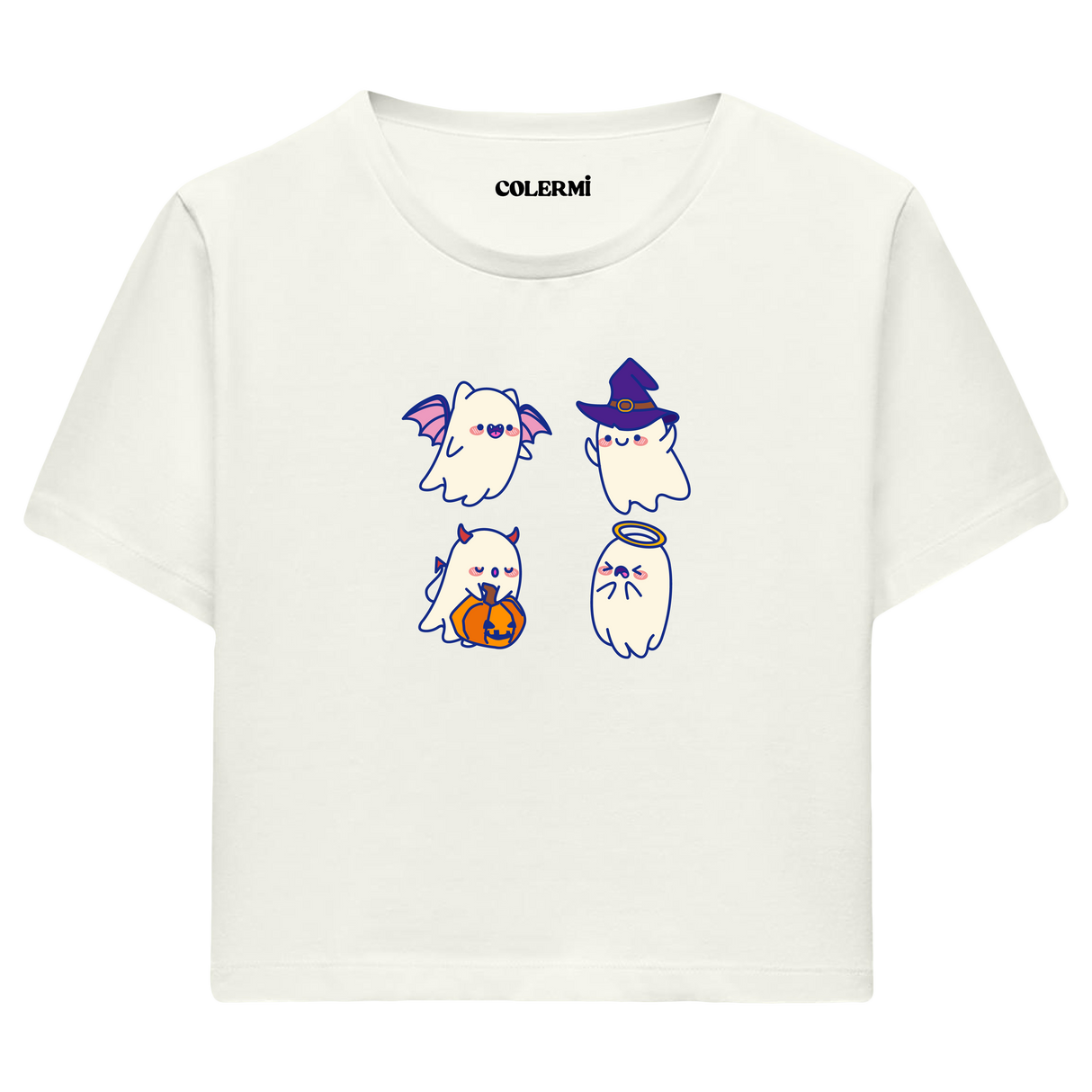 Sevimli Hayaletler Cadılar Bayramı Crop T-Shirt