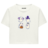 Sevimli Hayaletler Cadılar Bayramı Crop T-Shirt