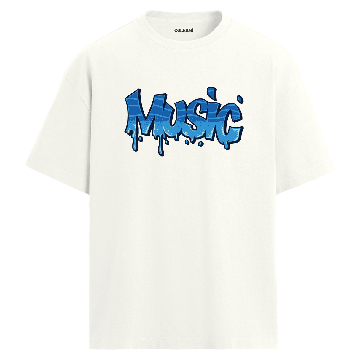 Graffiti Music Oversize Unisex T-Shirt – Bisiklet Yaka Müzik Temalı