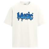 Graffiti Music Oversize Unisex T-Shirt – Bisiklet Yaka Müzik Temalı