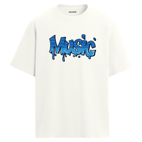 Graffiti Music Oversize Unisex T-Shirt – Bisiklet Yaka Müzik Temalı