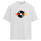 Vinyl Vibes Oversize Unisex T-Shirt – Müzik Temalı Bisiklet Yaka