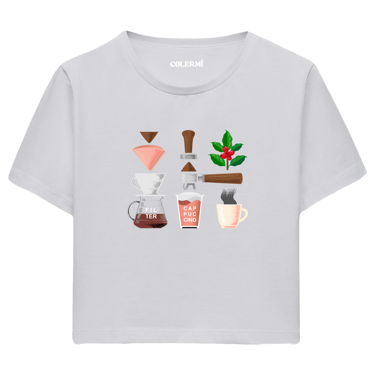 Colermi Kadın Crop Top Tişört - Kahve Yolculuğu