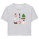 Colermi Kadın Crop Top Tişört - Kahve Yolculuğu