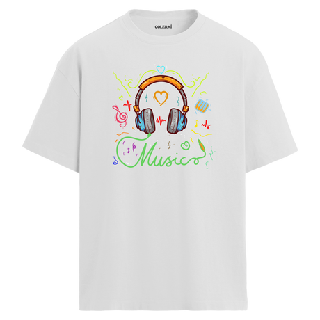 Music Dolu Enerji Tasarımı – %100 Pamuk Oversize T-Shirt