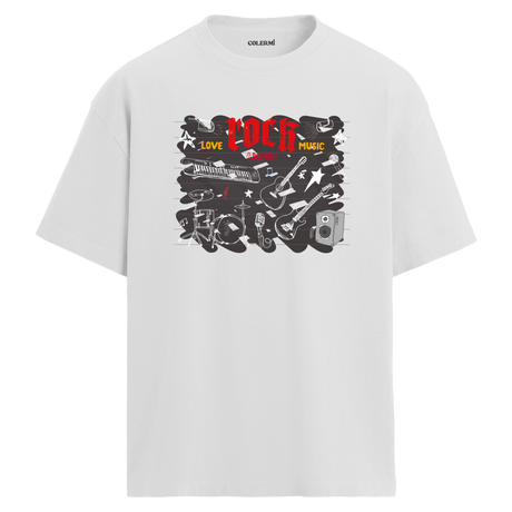 Love Rock Music Oversize Unisex T-Shirt – Bisiklet Yaka