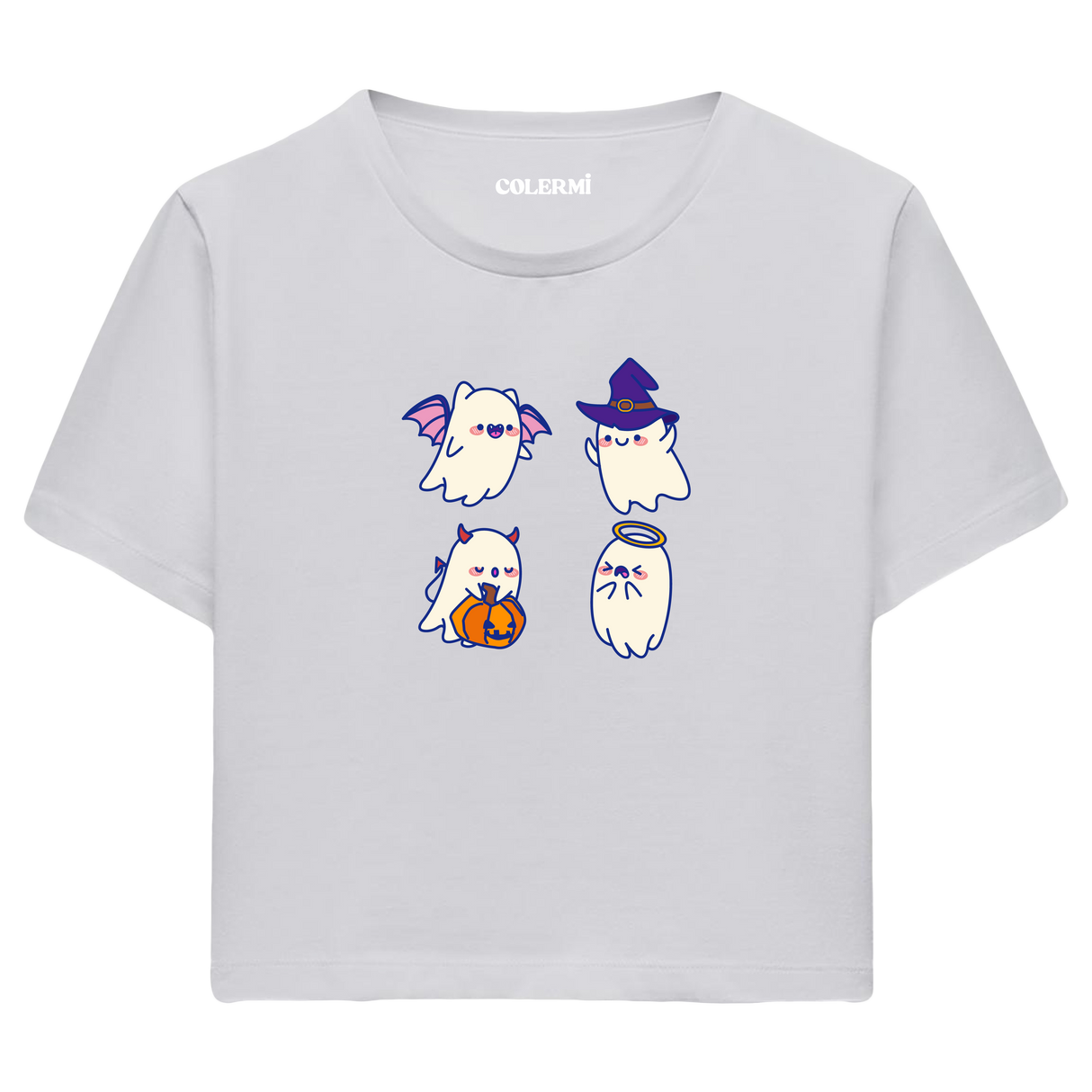 Sevimli Hayaletler Cadılar Bayramı Crop T-Shirt